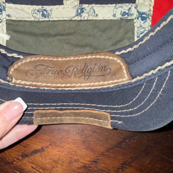 True Religion Red and Gray Distressed Cap main image 4